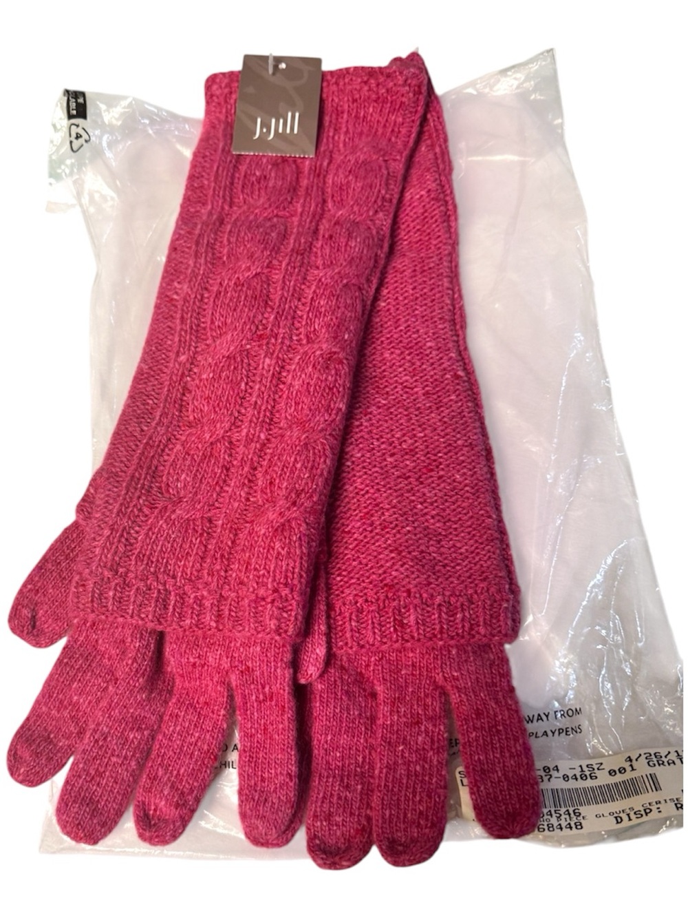 J. Jill Holiday 2011 Cerise Tweed Wool & Cashmere Long Gloves OS NWT